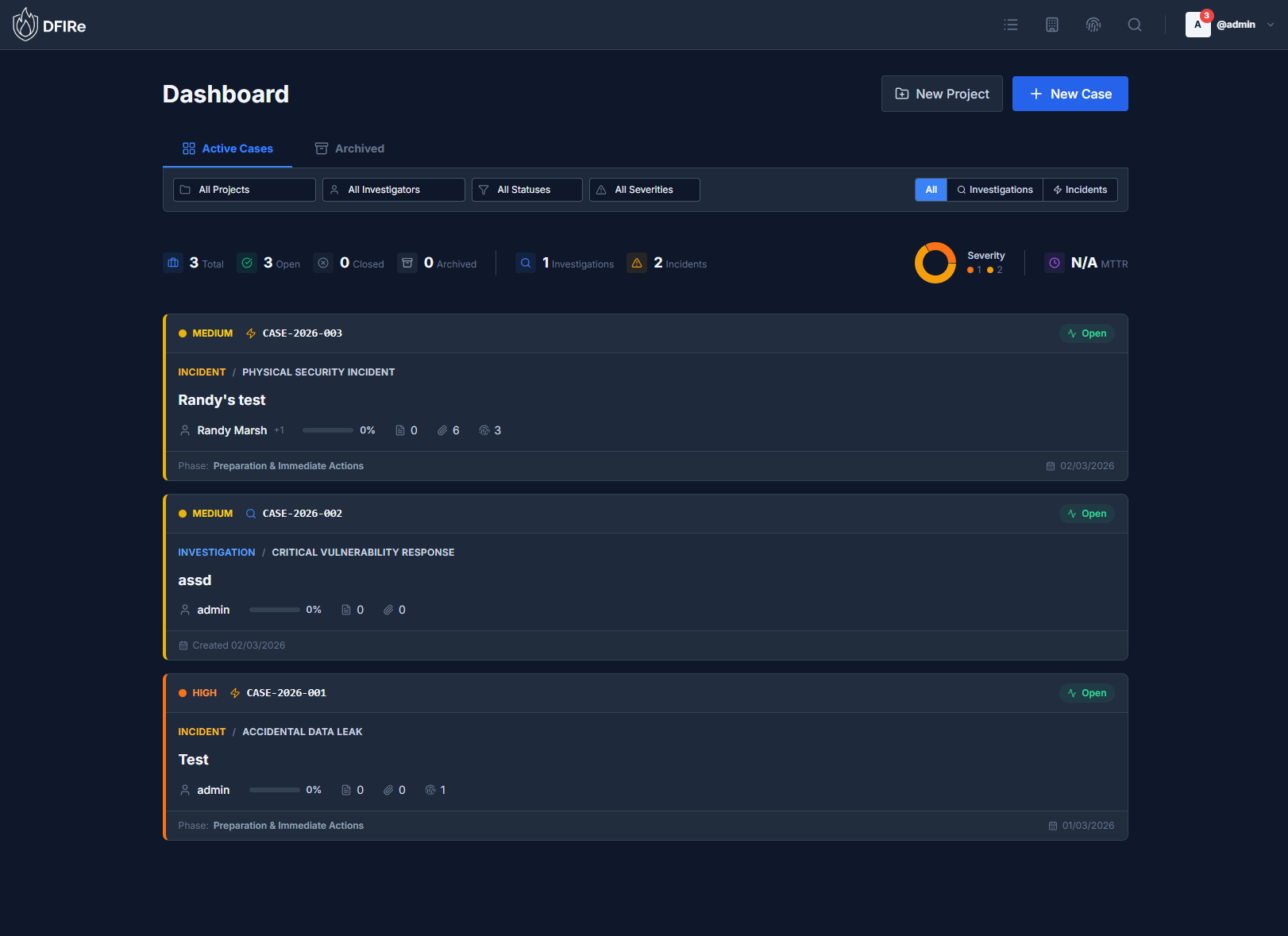DFIRe Dashboard Overview