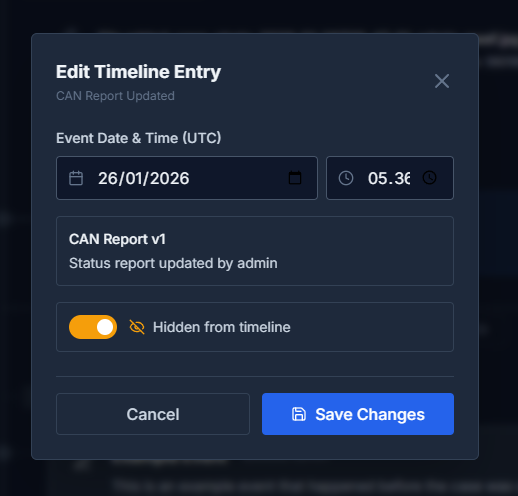 Hide Timeline Event
