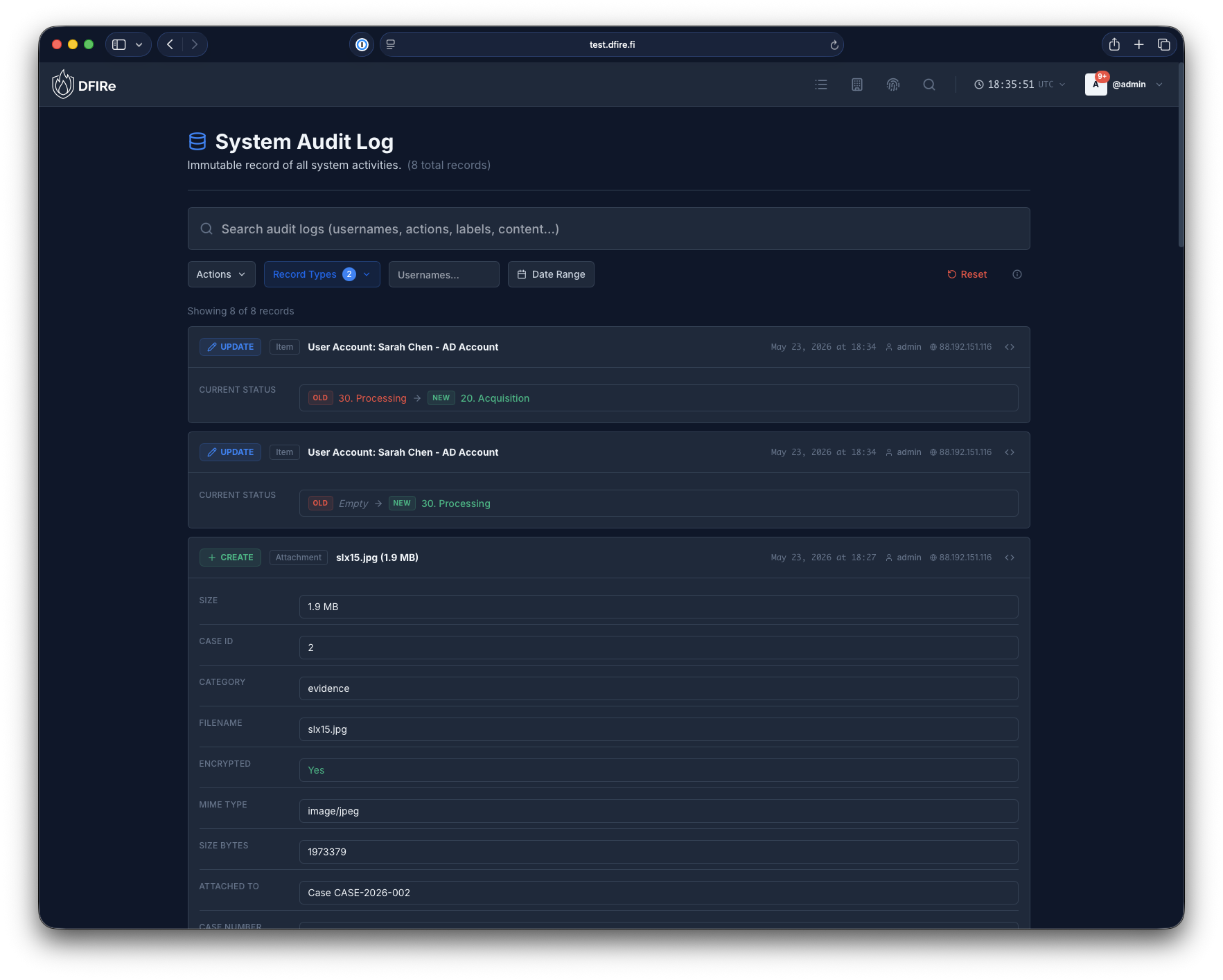 System Audit Log