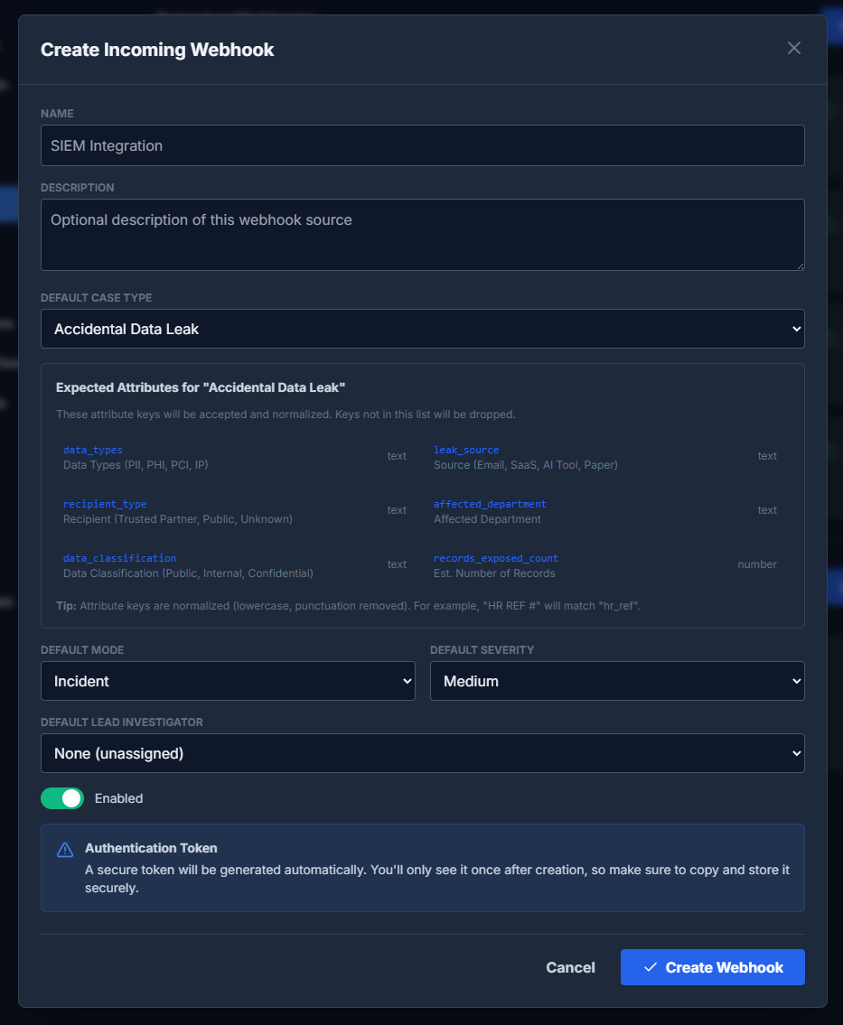 Create Incoming Webhook