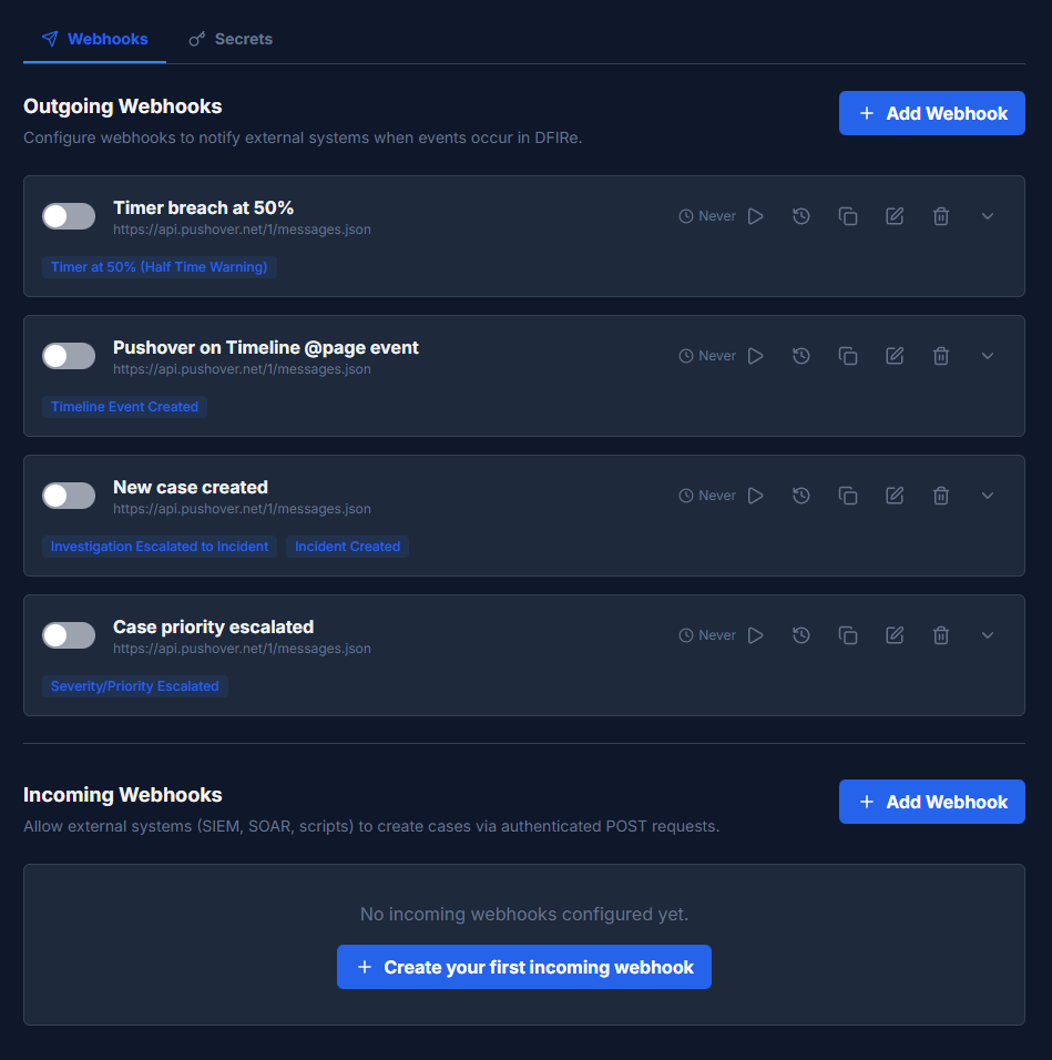Webhooks Configuration